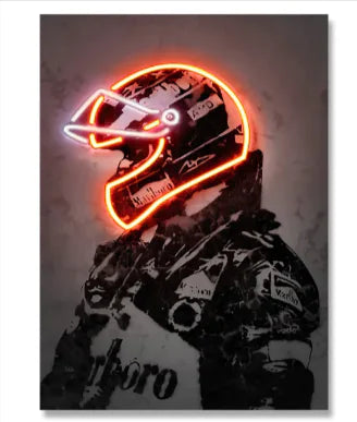 Neon Vintage Helmet Art Canvas