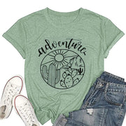 Sunshine Hike Graphic Tee - Cute Cactus Green