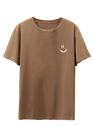 COZYEASE Mens Slogan Letter Graphic Print Tee Tops Casual Round Neck Short Sleeve Summer T Shirts Brown XL